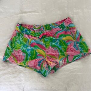 Lilly Pulitzer Pink & Green Tropical Print Athletic Shorts